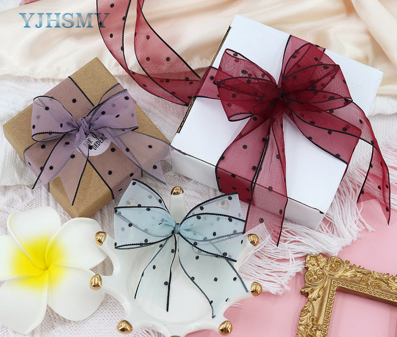 Átlátszó sifonszalag fekete bársonypontos organza szatén szalag átlátszó sifonszalag a Valentin-napi díszítéshez