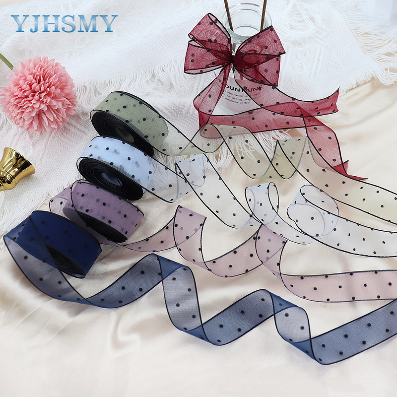 Átlátszó sifonszalag fekete bársonypontos organza szatén szalag átlátszó sifonszalag a Valentin-napi díszítéshez