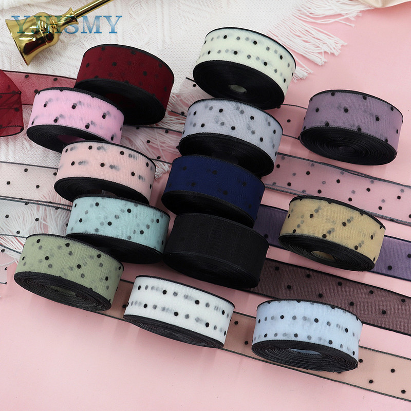 Átlátszó sifonszalag fekete bársonypontos organza szatén szalag átlátszó sifonszalag a Valentin-napi díszítéshez