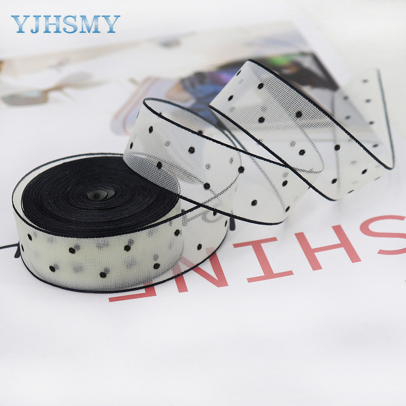 Átlátszó sifonszalag fekete bársonypontos organza szatén szalag átlátszó sifonszalag a Valentin-napi díszítéshez