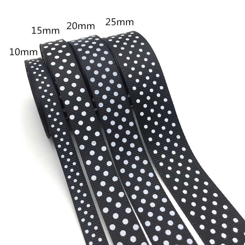 5 γιάρδες 10 15 20 κορδέλα 25 χιλιοστών Διακοσμητικός γάμος Εκτύπωση τελείες Grosgrain Κορδέλα Συσκευασία δώρου Φιόγκοι μαλλιών DIY Χριστουγεννιάτικη κορδέλα