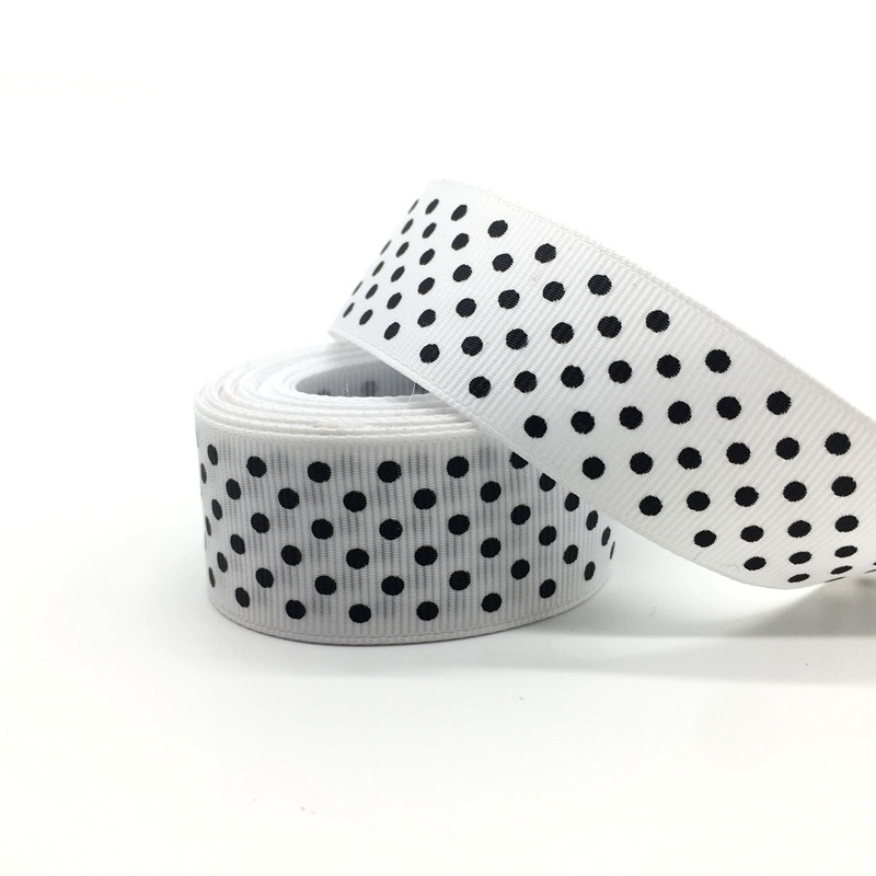 5 γιάρδες 10 15 20 κορδέλα 25 χιλιοστών Διακοσμητικός γάμος Εκτύπωση τελείες Grosgrain Κορδέλα Συσκευασία δώρου Φιόγκοι μαλλιών DIY Χριστουγεννιάτικη κορδέλα