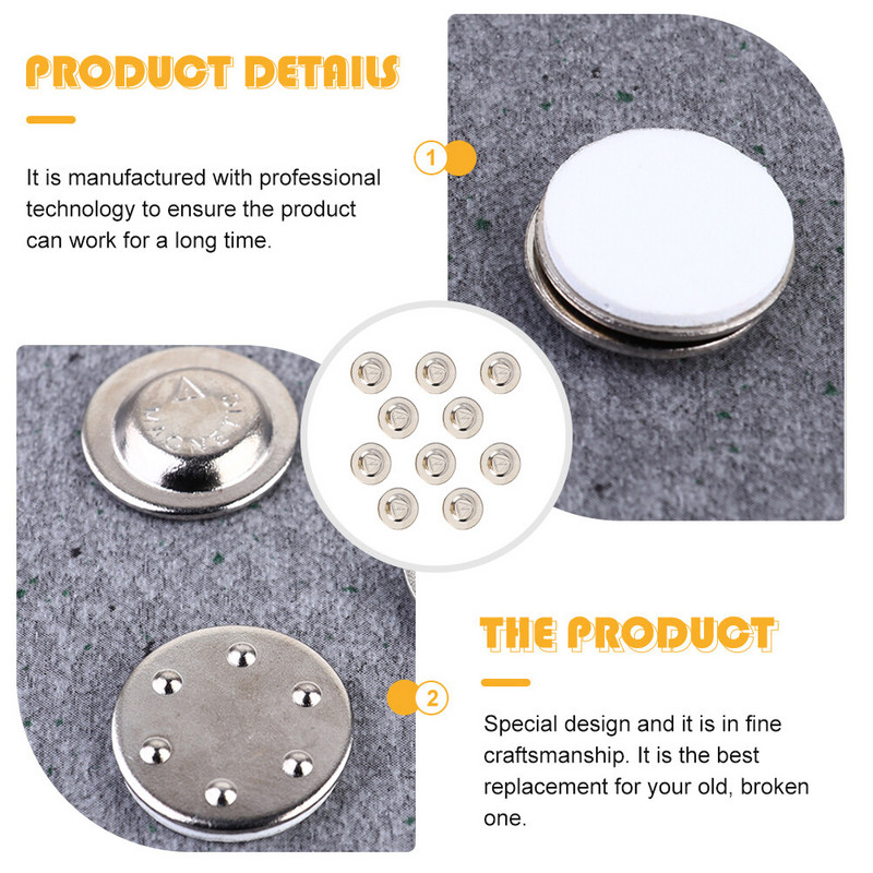 10 pāru magnētiskā maka komplekts, spiedpogas, DIY piespraudes magnēti, apaļas pogas, putuplasta gumija