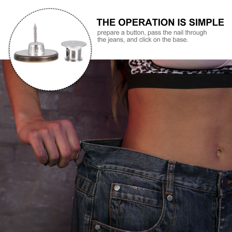12 gab. Kleitas pagarinātājs Izvelkamas pogas Džinsi vidukļa sprādzes josta 1,7x1,5 cm metāla noņemama, uzreiz noņemama
