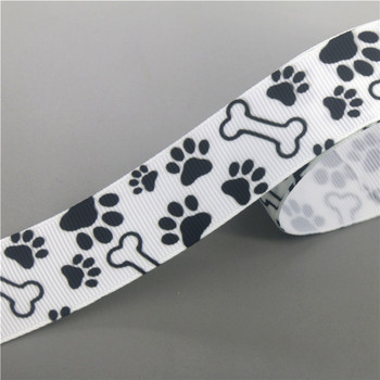 DHK 7/8\'\' 5 γιάρδες Dog Cat Paw Bone Αξεσουάρ με τυπωμένη κορδέλα Grosgrain Υλικό Διακόσμηση με καλύμματα κεφαλής DIY Ραπτική χειροτεχνία E2034