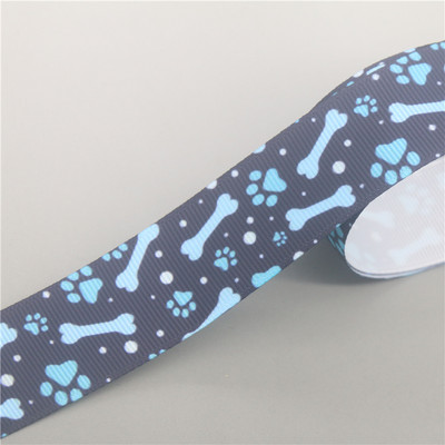 DHK 7/8'' 5 jardi suns, kaķa ķepas kauls, apdrukāts ar grosgrain lenti, aksesuāri, materiāli, galvassegu dekorēšana, šūšanas amatniecība E2034.