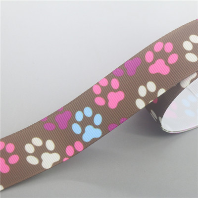 DHK 7/8'' 5 jardi suns, kaķa ķepas kauls, apdrukāts ar grosgrain lenti, aksesuāri, materiāli, galvassegu dekorēšana, šūšanas amatniecība E2034.