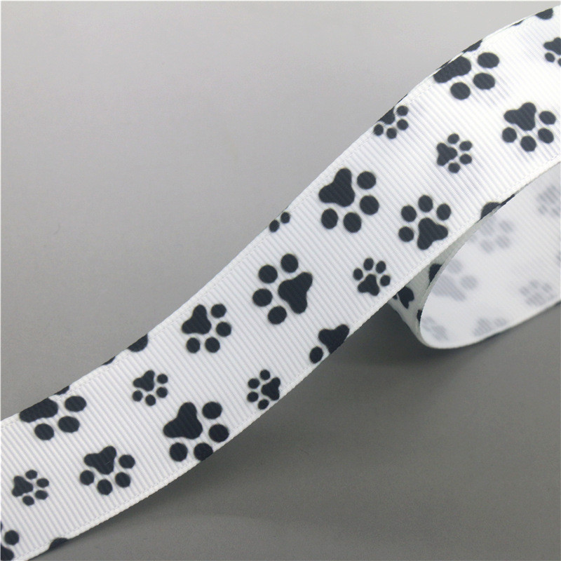 DHK 7/8'' 5 jardi suns, kaķa ķepas kauls, apdrukāts ar grosgrain lenti, aksesuāri, materiāli, galvassegu dekorēšana, šūšanas amatniecība E2034.