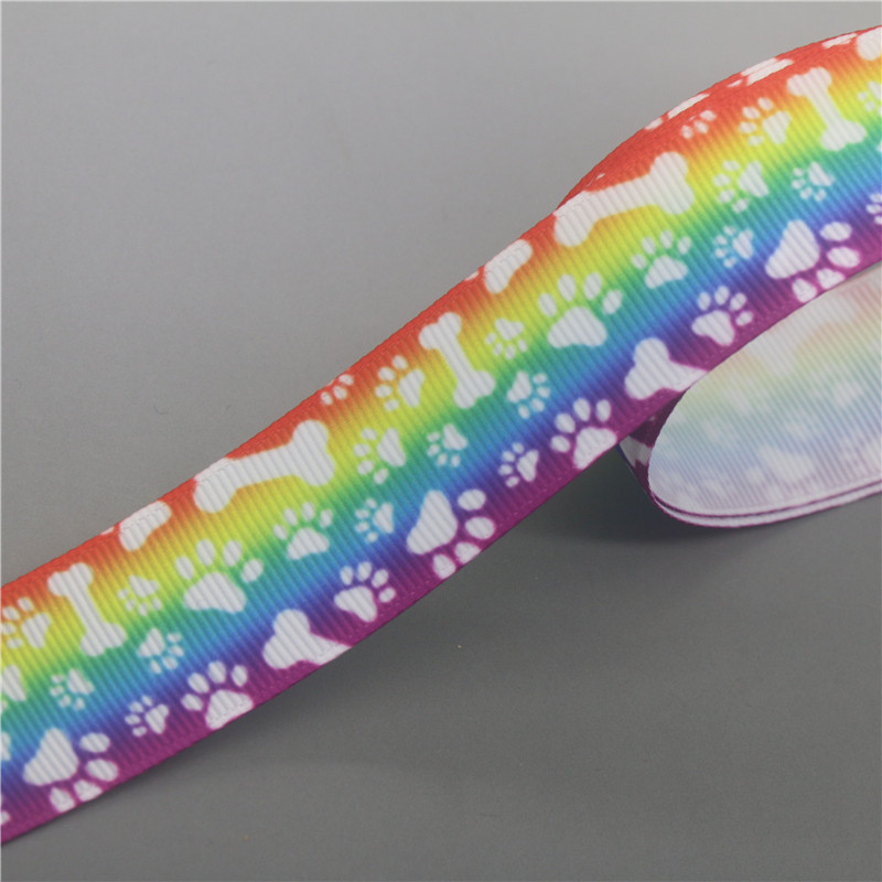 DHK 7/8'' 5 jardi suns, kaķa ķepas kauls, apdrukāts ar grosgrain lenti, aksesuāri, materiāli, galvassegu dekorēšana, šūšanas amatniecība E2034.