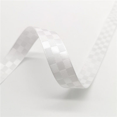 5 jardi 15 mm režģa raksta satīna lente ziedu dāvanu iesaiņošanai kāzu dekorēšanai, DIY