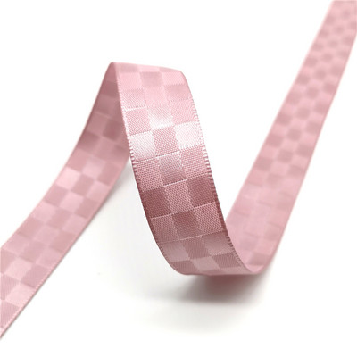 5 jardi 15 mm režģa raksta satīna lente ziedu dāvanu iesaiņošanai kāzu dekorēšanai, DIY