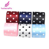 Lucia crafts Dot Print Lente 5 jardi/ 25/40 mm Polka Dot satīna lente DIY Art Galvassegu šūšanas piederumi T0205