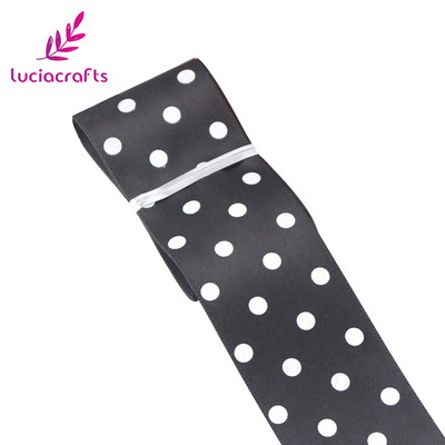 Lucia crafts Dot Print Lente 5 jardi/ 25/40 mm Polka Dot satīna lente DIY Art Galvassegu šūšanas piederumi T0205