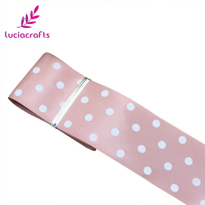 Lucia crafts Dot Print Lente 5 jardi/ 25/40 mm Polka Dot satīna lente DIY Art Galvassegu šūšanas piederumi T0205