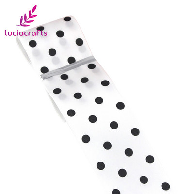 Lucia crafts Dot Print Lente 5 jardi/ 25/40 mm Polka Dot satīna lente DIY Art Galvassegu šūšanas piederumi T0205