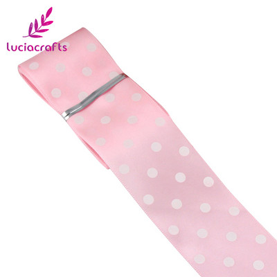 Lucia crafts Dot Print Lente 5 jardi/ 25/40 mm Polka Dot satīna lente DIY Art Galvassegu šūšanas piederumi T0205