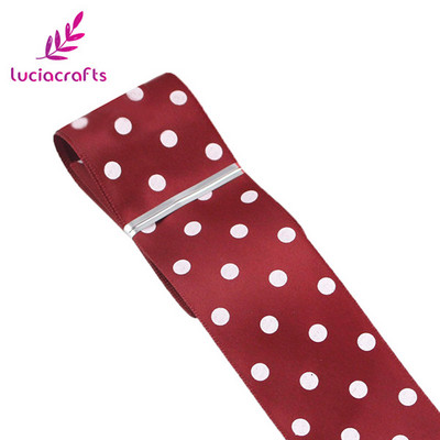 Lucia crafts Dot Print Lente 5 jardi/ 25/40 mm Polka Dot satīna lente DIY Art Galvassegu šūšanas piederumi T0205