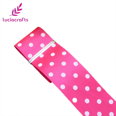 Lucia crafts Dot Print Lente 5 jardi/ 25/40 mm Polka Dot satīna lente DIY Art Galvassegu šūšanas piederumi T0205