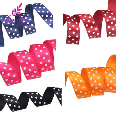 Lucia crafts Dot Print Lente 5 jardi/ 25/40 mm Polka Dot satīna lente DIY Art Galvassegu šūšanas piederumi T0205