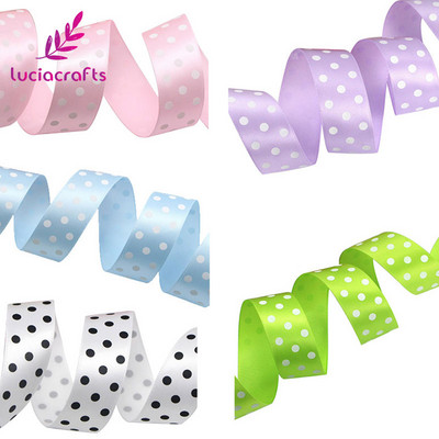 Lucia crafts Dot Print Lente 5 jardi/ 25/40 mm Polka Dot satīna lente DIY Art Galvassegu šūšanas piederumi T0205