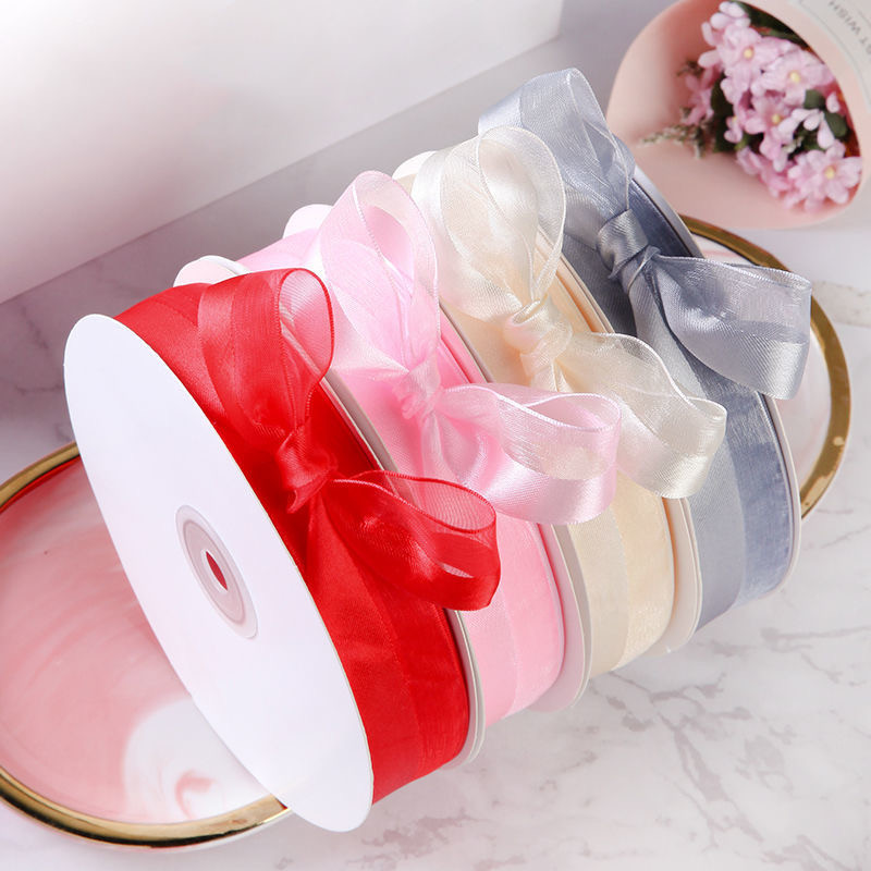 Κορδέλα οργάντζα μισοσατέν 5 υάρδων 25 χιλιοστών για Χριστουγεννιάτικη διακόσμηση γάμου με φιόγκο Χειροποίητες χειροποίητες χειροτεχνίες περιτυλίγματος