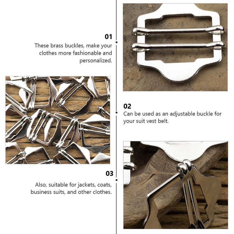 10 gab. Siksnas Sprādzes Metāls Saule Misiņa pogas Plastmasas bīdāmās jostas 0,5X3X3,2CM Aksesuāri Sudraba veste