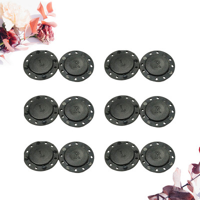 6 pāri kabatas portfeļi Maka sprādzes aizdares Sprādzes Maka šujamās sprādzes Aizdares Spraudītes Melns tote amatniecības apģērbu šūšanai