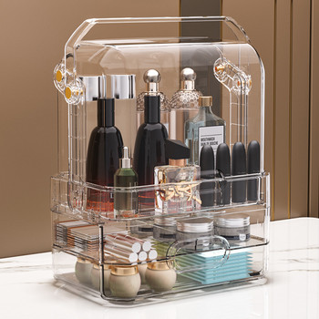 Прозрачна кутия за съхранение на козметика с голям капацитет Органайзер за грим Контейнер за бижута Червило с чекмедже за съхранение Кутия за козметика