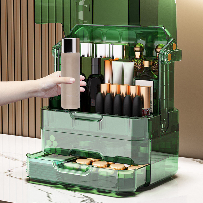 Didelės talpos skaidrios kosmetikos laikymo dėžutės makiažo organizatorius papuošalų lūpų dažų konteineris su laikymo stalčiumi kosmetikos dėžute