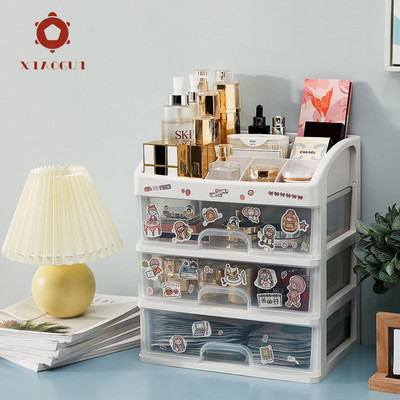 Cutie de depozitare cosmetice birou din plastic de birou cu sertar de capacitate mare Diverse bijuterii lac de unghii Organizator Maquillaje