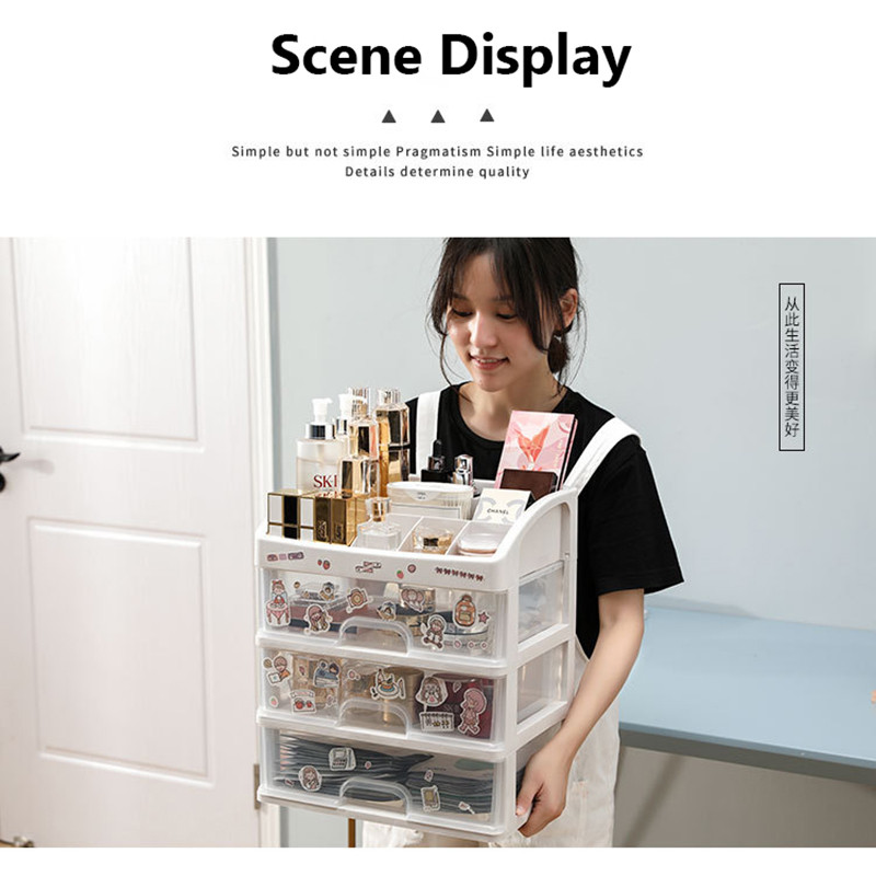 Kosmētikas glabāšanas kastes galddatora plastmasa ar atvilktni Liela ietilpība Dažādi rotaslietas nagu lakas organizators Maquillaje