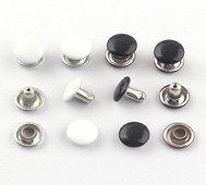 Balts/melns 8 mm dubultā vāciņš apaļa kniede pankroka kniedes Rapid Snap priekš DIY ādas amatniecības apģērbu labošanas somiņas rokassomas