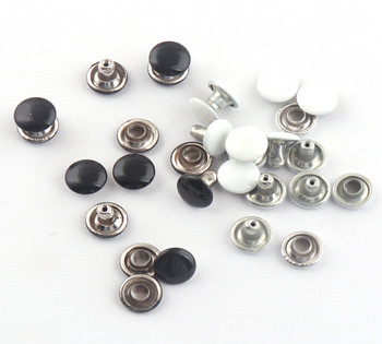 Λευκό/Μαύρο 8 mm Διπλό Καπάκι Στρογγυλό Πριτσίνι Punk Rock Rivets Rapid Snap για DIY τσάντες επισκευής δερμάτινων ρούχων Craft