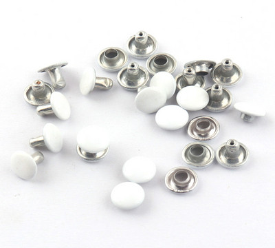 Balts/melns 8 mm dubultā vāciņš apaļa kniede pankroka kniedes Rapid Snap priekš DIY ādas amatniecības apģērbu labošanas somiņas rokassomas