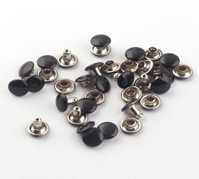 Balts/melns 8 mm dubultā vāciņš apaļa kniede pankroka kniedes Rapid Snap priekš DIY ādas amatniecības apģērbu labošanas somiņas rokassomas