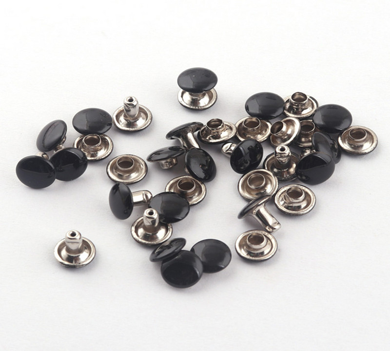 Balts/melns 8 mm dubultā vāciņš apaļa kniede pankroka kniedes Rapid Snap priekš DIY ādas amatniecības apģērbu labošanas somiņas rokassomas