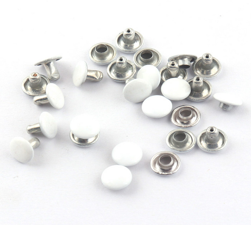 Balts/melns 8 mm dubultā vāciņš apaļa kniede pankroka kniedes Rapid Snap priekš DIY ādas amatniecības apģērbu labošanas somiņas rokassomas