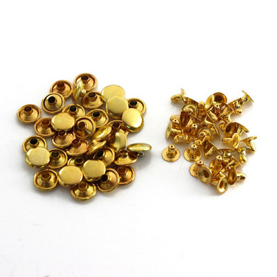 100 komplekti 6/8 mm metāla dubultā vāciņa kniedes, kniedes, apaļas kniedes ādas izstrādājumiem, metāla kniedēm, tapas, ādas amatniecības skrūves