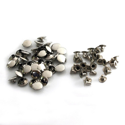 100 komplekti 6/8 mm metāla dubultā vāciņa kniedes, kniedes, apaļas kniedes ādas izstrādājumiem, metāla kniedēm, tapas, ādas amatniecības skrūves