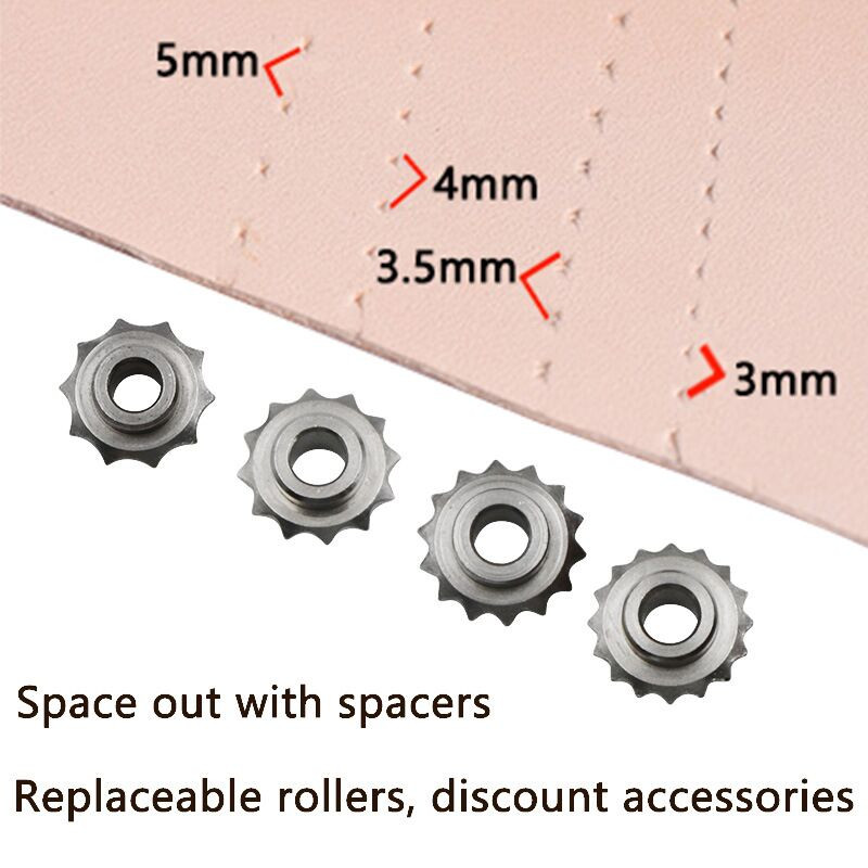 Ādas perforēts ritenis DIY ādas mākslas darbarīki Koka rokturis skrejritenis Skriešanas ritenis Izsekošanas ritenis Amerikāņu slīpuma ritenis