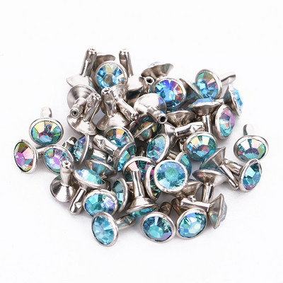 50GAB Divpusējas krāsainas Rhinestone kniedes, DIY roku šūšana, apģērbu soma, cepure, poga, malas apdares piederumi