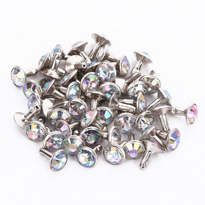 50GAB Divpusējas krāsainas Rhinestone kniedes, DIY roku šūšana, apģērbu soma, cepure, poga, malas apdares piederumi