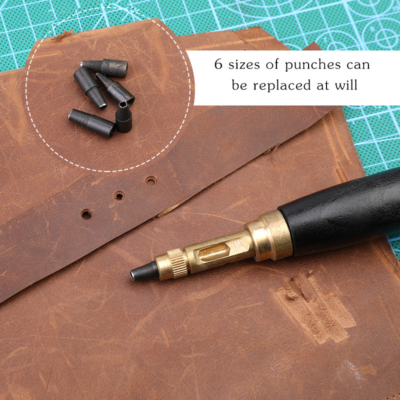 LMDZ daudzkrāsains ādas perforators caurumu perforators, noņemams urbis ar 6 izmēra galu 1,5–4 mm automātisko jostu skrūvējamu perforatoru