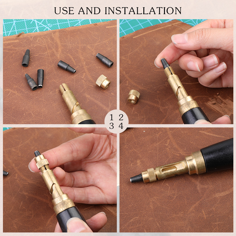LMDZ daudzkrāsains ādas perforators caurumu perforators, noņemams urbis ar 6 izmēra galu 1,5–4 mm automātisko jostu skrūvējamu perforatoru
