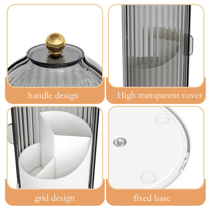 360° besisukantis makiažo šepetėlio laikiklis su dangteliu Prabangus kosmetikos organizatorius lūpų dažų antakių pieštukų laikiklis akių šešėlių laikymo dėžutė