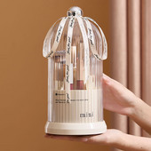 360° rotējošs grima organizētājs ar vāku Luksusa kosmētikas otu turētājs lūpu krāsas uzacu zīmuļu turētājs acu ēnu uzglabāšanas kaste