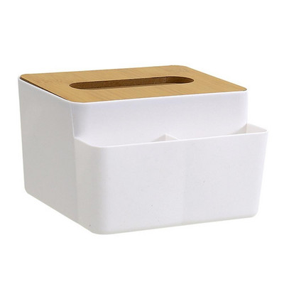 Noņemama salvešu kastīte ar bambusa pārsegu Mūsdienīgs, vienkāršs atkārtoti lietojams salvešu kastes papīra dozators mājas dekorēšanai