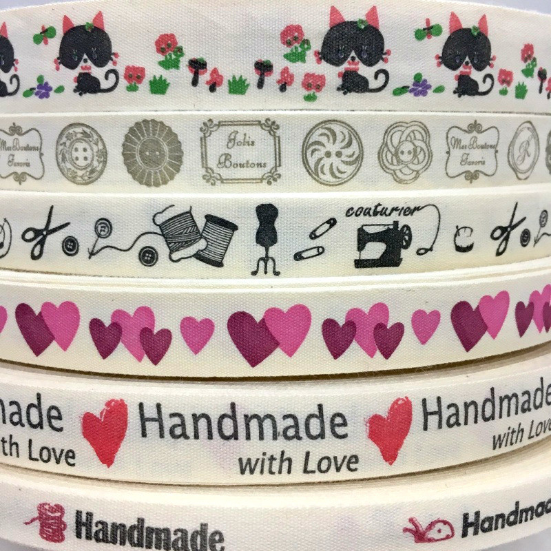 5 G 1 cm–2,5 cm Jauka vintage apdrukāta kokvilnas lente, kas paredzēta ar rokām darinātai amatniecības dāvanu ziedu iesaiņošanai Lieldienu kāzu Ziemassvētku dekors
