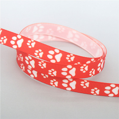 DHK 3/8 collu 5 jardi, suņu ķepa, apdrukāta ar grosgrain lenti, aksesuāri šūšanas amatniecības galvassegas, DIY, dekorācijas, DIY 9 mm C1991