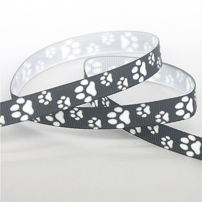 DHK 3/8 collu 5 jardi, suņu ķepa, apdrukāta ar grosgrain lenti, aksesuāri šūšanas amatniecības galvassegas, DIY, dekorācijas, DIY 9 mm C1991